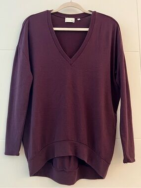 Aritzia V-Neck Sweater in Deep Plum